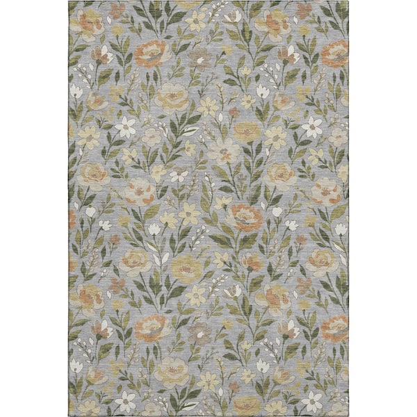 Mayfield Premium Machine Washable Abstract AMF2438 Gray 5 ft. x 7 ft. 6 in. Area Rug