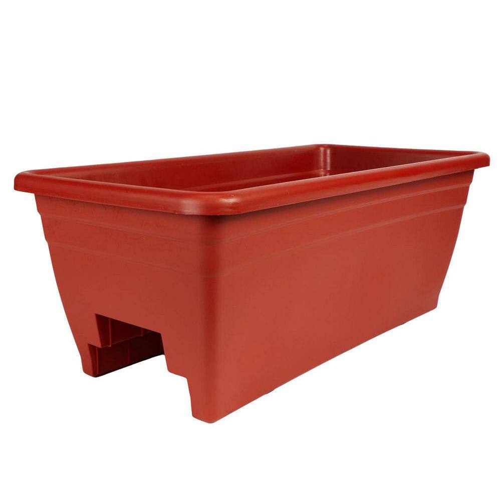 24 in Clay Railing Planter Box with Removable Drain Plugs, Lightweight Plastic Outdoor Flower Box, Weather Resistant price history on PriceWatchPro