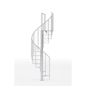 Hayden White Interior 42in Diameter, Fits Height 127.5in - 142.5in, 1 36in Tall Platform Rail Spiral Staircase Kit