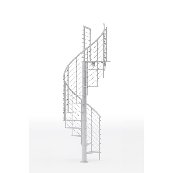 Mylen STAIRS Hayden White Interior 42in Diameter, Fits Height 127.5in - 142.5in, 1 42in Tall Platform Rail Spiral Staircase Kit