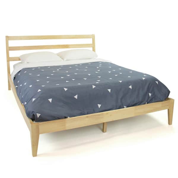 Humble Crew Walker Natural Queen Size, Low Profile Wooden Bed Frame Queen