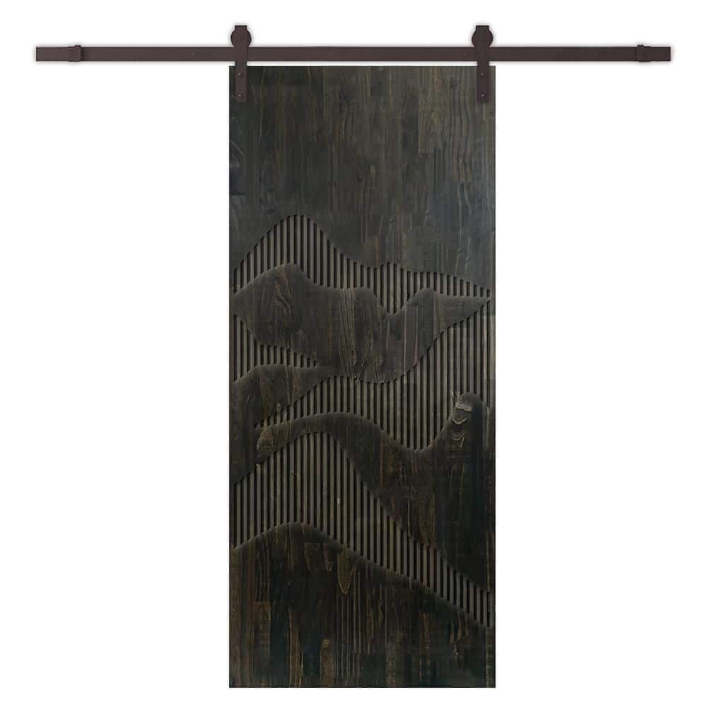 CALHOME 42 in. x 84 in. Charcoal Black Stained Pine Wood Modern ...