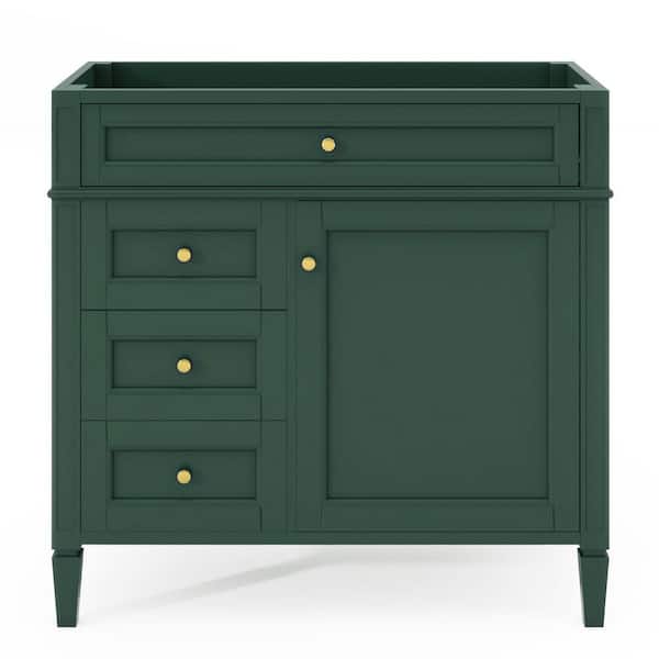 Modern 36 in. Bath Vanity Cabinet without Top in Green with with 2 Drawers and a Tip-out Drawer