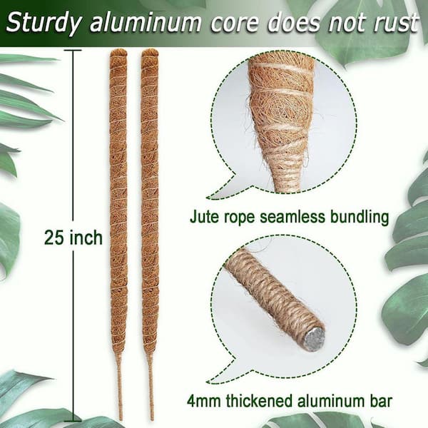 2 Pack 25 in. Moss Pole, Bendable Moss Pole for Plants Monstera