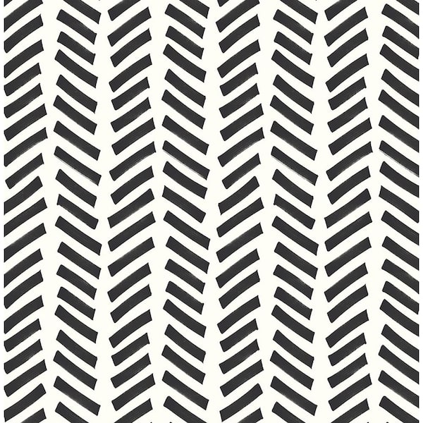 NextWall Black Mod Chevron 20.5 in. x 18 ft. Peel and Stick Wallpaper