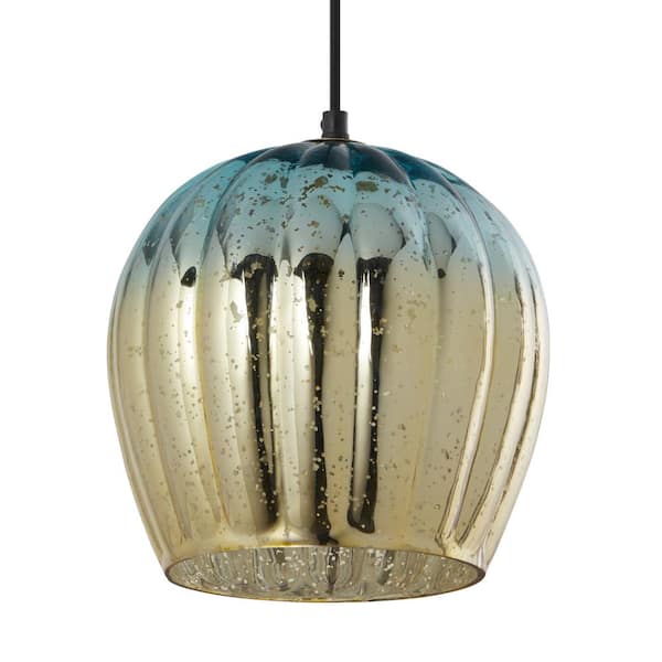 River of Goods Hallie 9 in. 1-Light Gold Shaded Pendant Light with