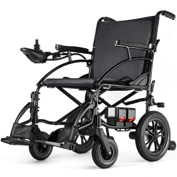 Gray Foldable Electric Wheelchair, Motorized Wheelchair with 19 in. Seat and Supports Up to 300 lb. for Adults