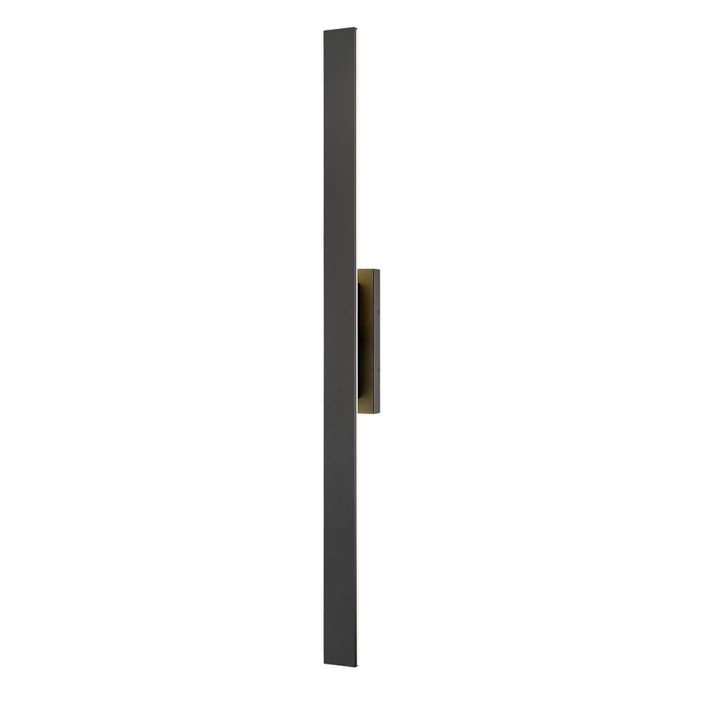 Stylet 60 in. Black Outdoor Hardwired Shaded Wall Sconce with Integrated LE