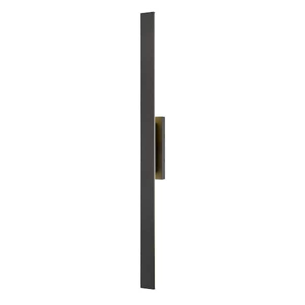 Unbranded Stylet 60 in. Black Outdoor Hardwired Shaded Wall Sconce with Integrated LED