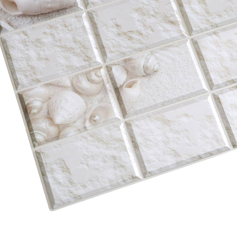 White Faux Distressed Stone Shells 3D PVC Wall Panels