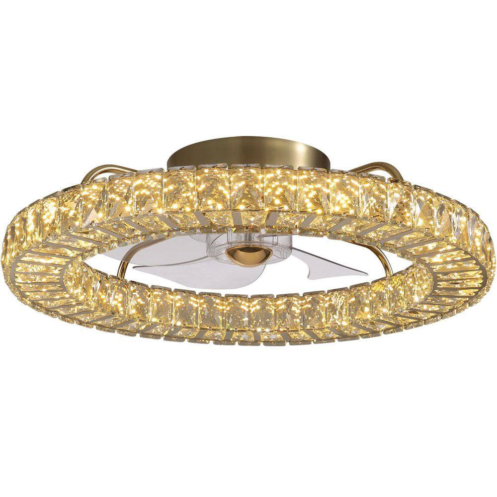 22 in. Indoor Gold Low Profile Crystal Ceiling Fan with Lights with Remote Included price history on PriceWatchPro
