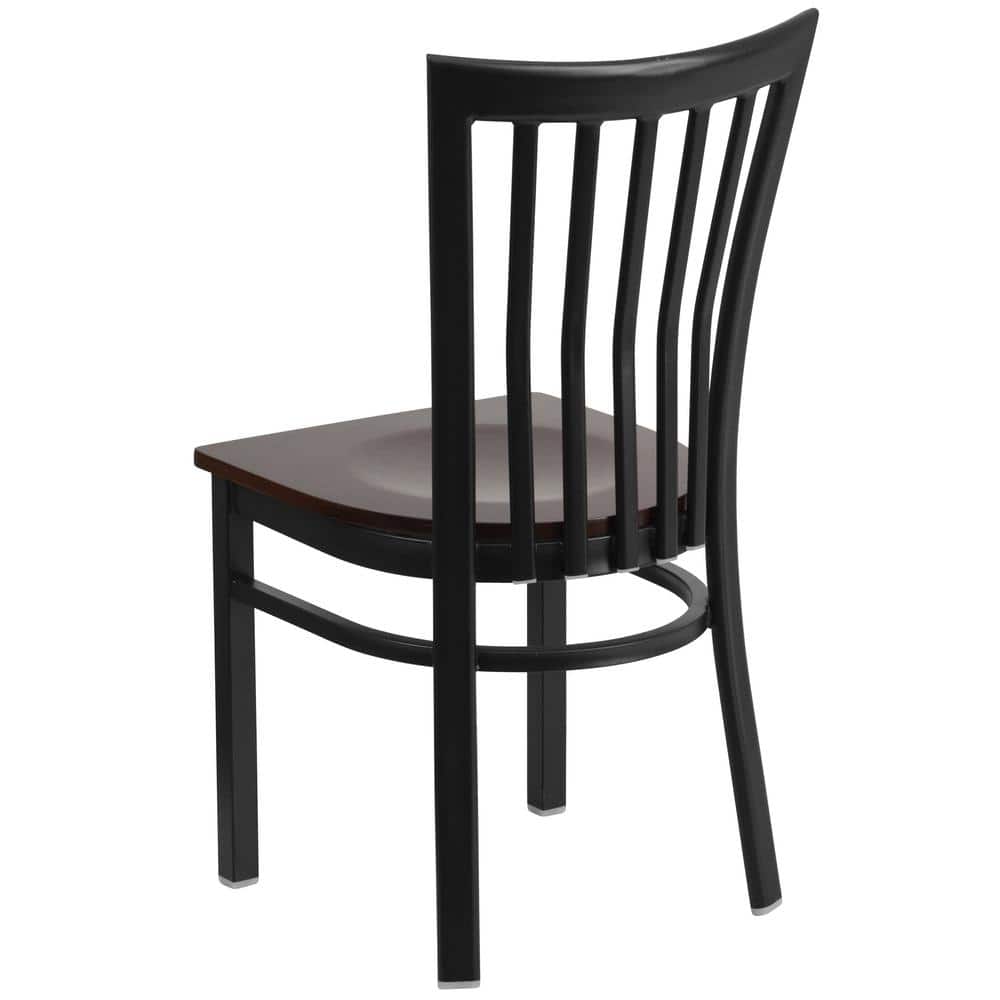 Elegant Black Steel and Walnut Wood Slat Side Chair