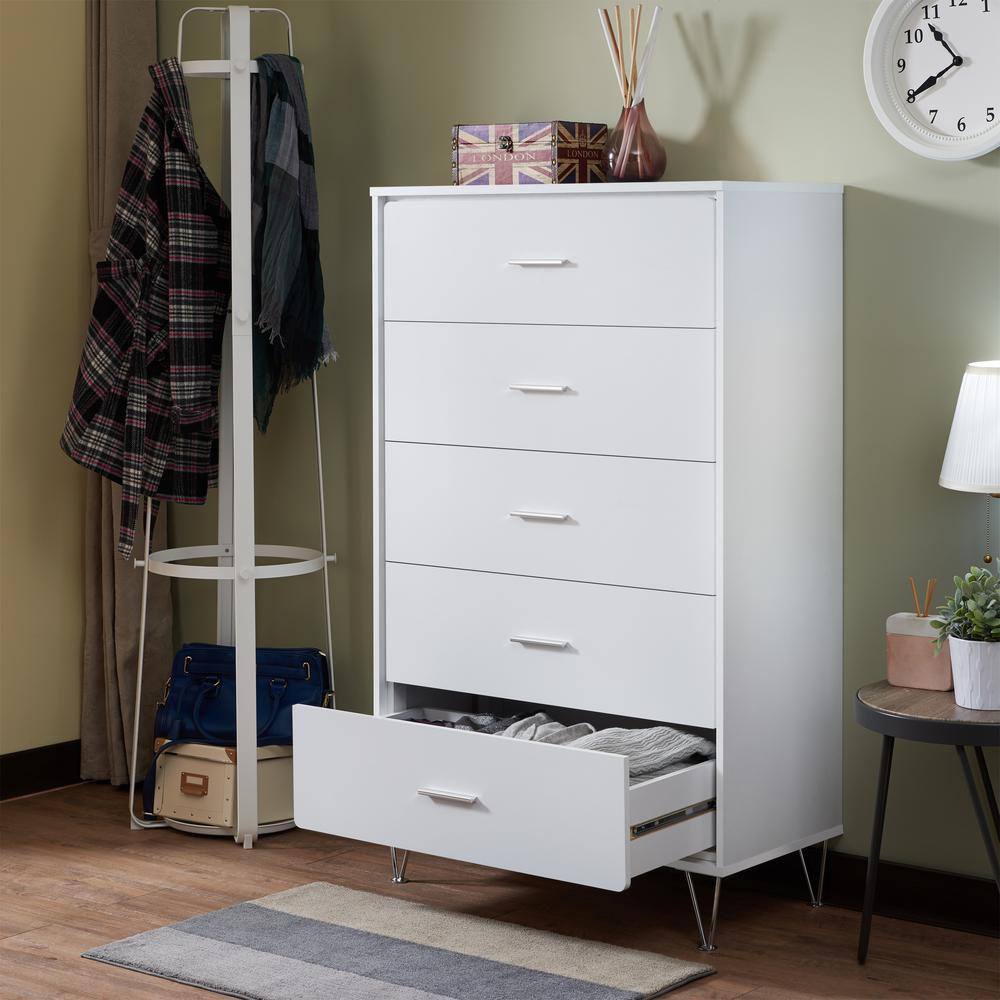 GOSALMON  5 Drawer White Chest of Drawers (52 in H. X 32 in W. X 16 in D.) - 1