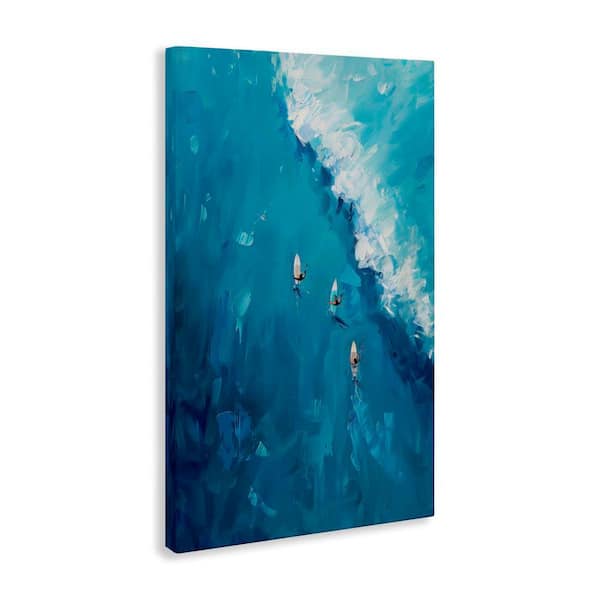 Aerial Surfers Approaching Wave by LSR Design Studio Unframed Sports Graphic Art Print 45 in. x 30 in.