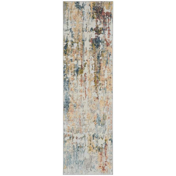 Nourison Trance Ivory/Multi 2 ft. x 8 ft. Contemporary Kitchen Runner Area Rug