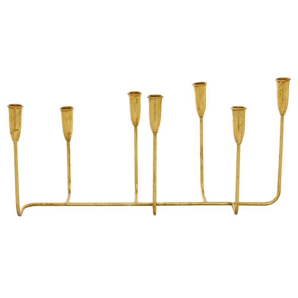 Gold Slim 7-Candle Metal Candelabra