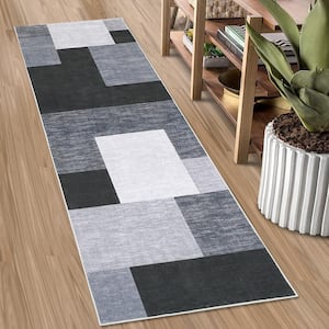 Gray 2 ft.3 in. x 8 ft. Modern Geometric Indoor Area Rug