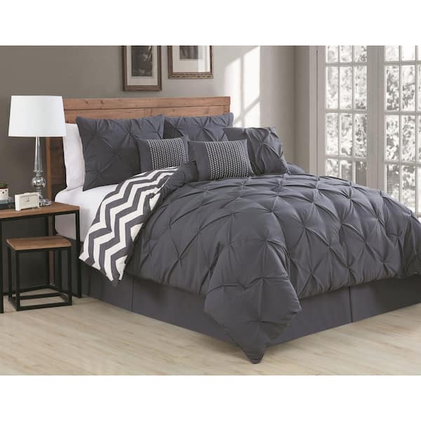 Ella 7-Piece Charcoal Queen Comforter Set