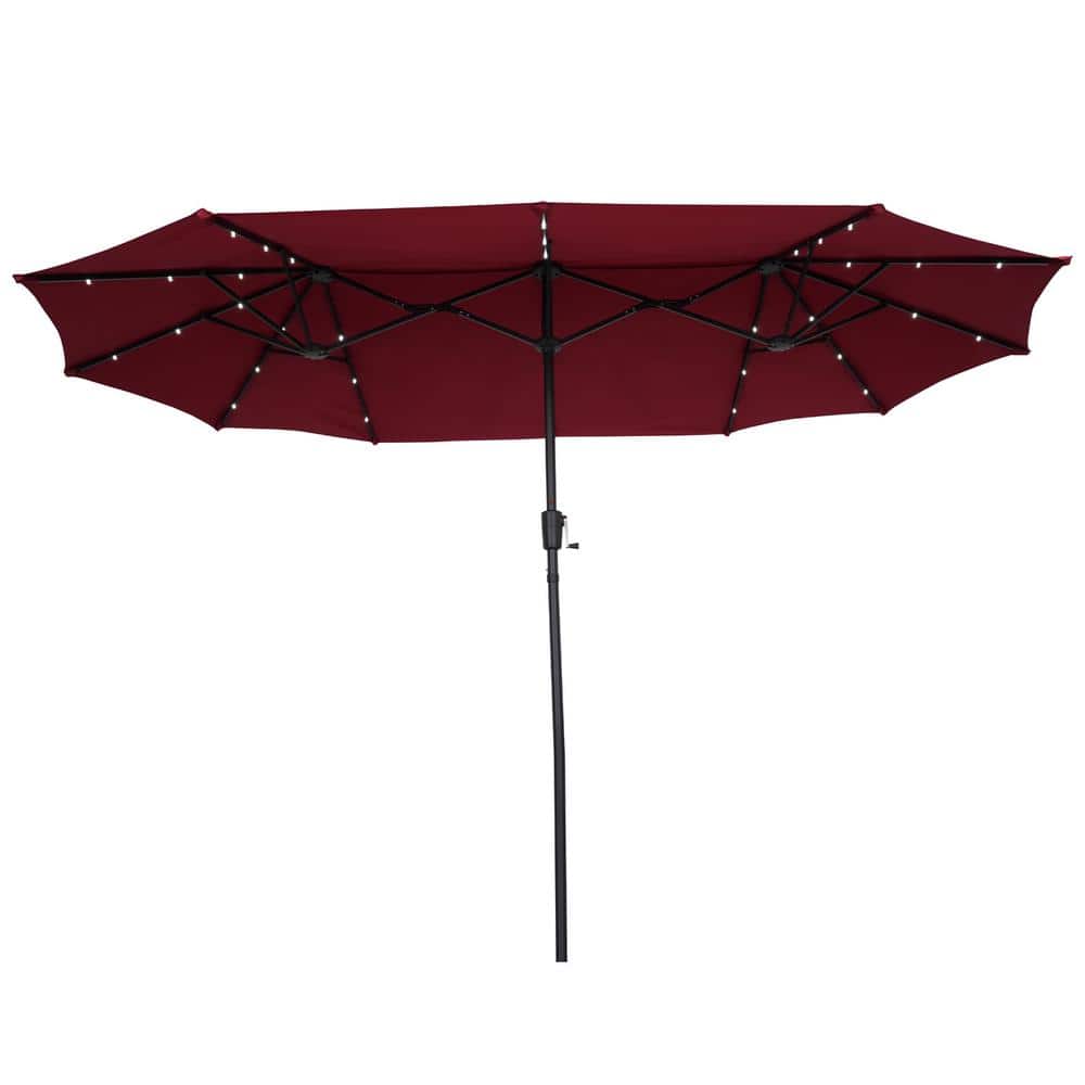 OVASTLKUY 13 ft. HeavyDuty Market Patio Umbrella LED Lights in Red