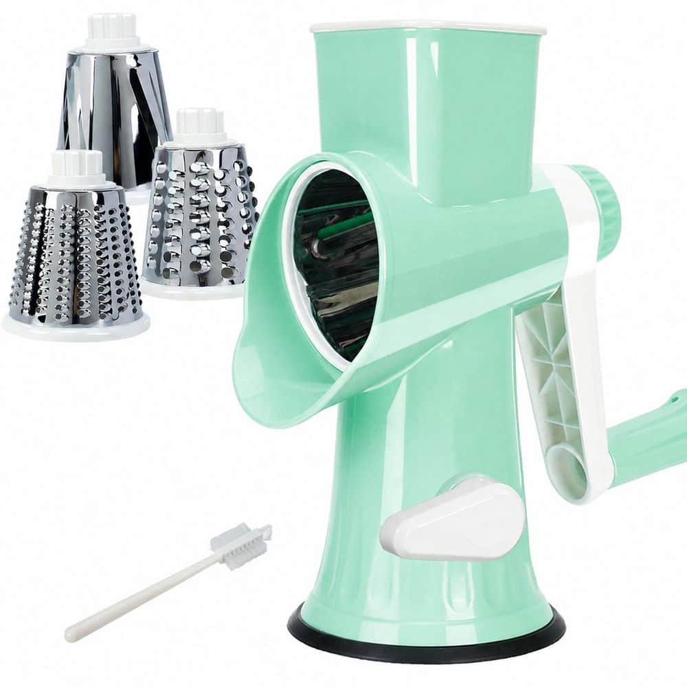 Light Green Rotary Cheese Grater with Handle, Stainless Steel Drum, Suction Base for Kitchen Prep price history on PriceWatchPro