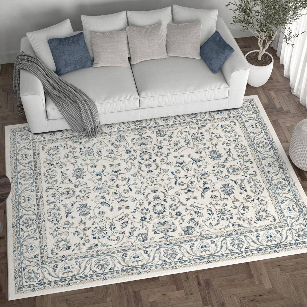 Madison Cream Floral Synthetic 2x3 Rectangular Area Rug
