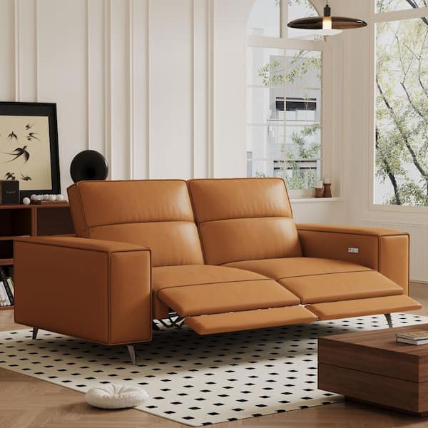 THE RIGHT PATH 76.77 in. Square Arm Faux Leather Square Sofa