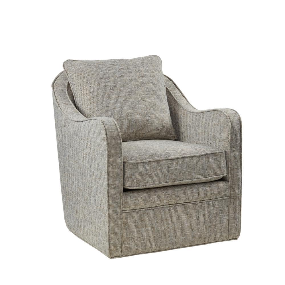 Grey Multi Swivel Accent Chair with Wood and Metal Base
