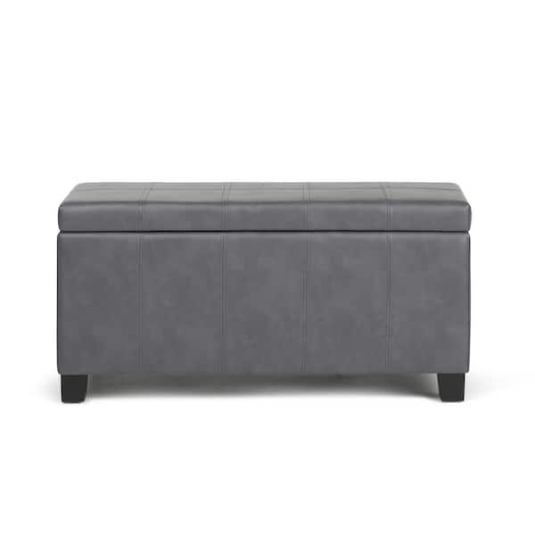 Gray faux leather deals ottoman