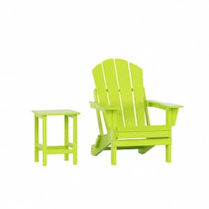 Luna Lime Poly Outdoor Adirondack Chair with Side Table