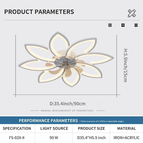 cenadinz 13.78 in. Indoor Clear Blade Downrod Mount White 8