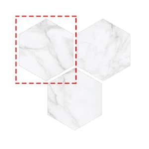 Hexagon Marble 6 in. x 6 in. White Calacatta Peel and Stick Backsplash Stone Composite Wall Tile (0.25 sq. ft.)