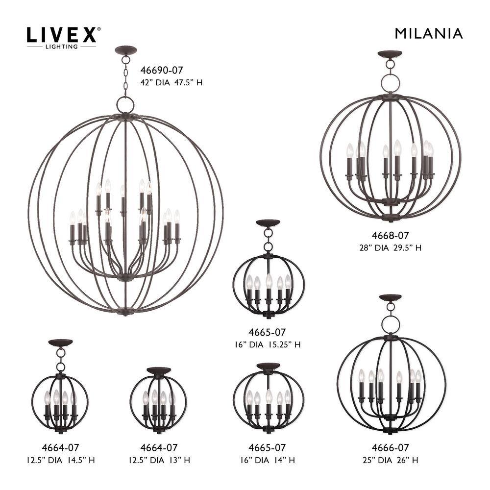 Elegant Milania 15-Light Bronze Candelabra Chandelier with 6ft Chain