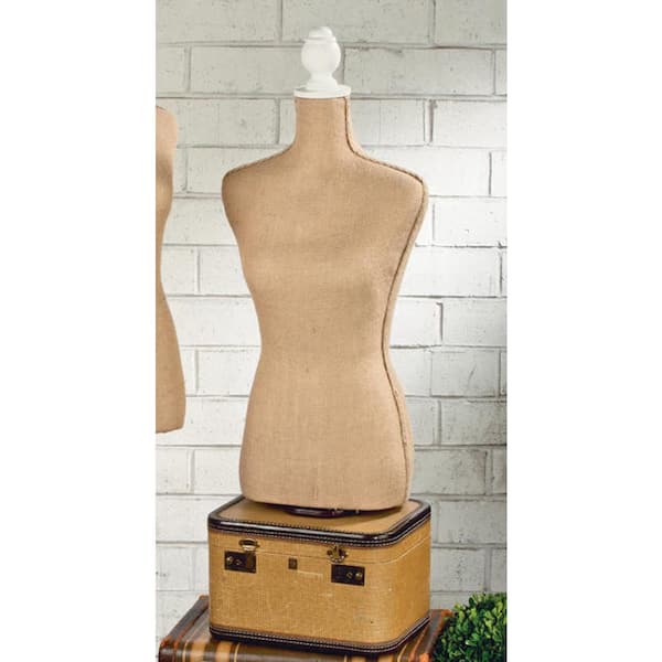Tan Burlap Female Tabletop Fiberglass Mannequin
