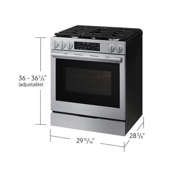 Bespoke 30 in. Smart 5 burner Slide-In Gas Range in Stainless Steel with Illuminated Precision Knobs & True Convection