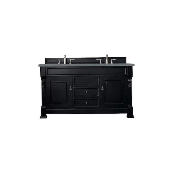 James Martin Vanities Brookfield 60 in. W x 23.5 in. D x 34.3 in. H Bathroom Vanity in Antique Black with Cala Blue Quartz Top