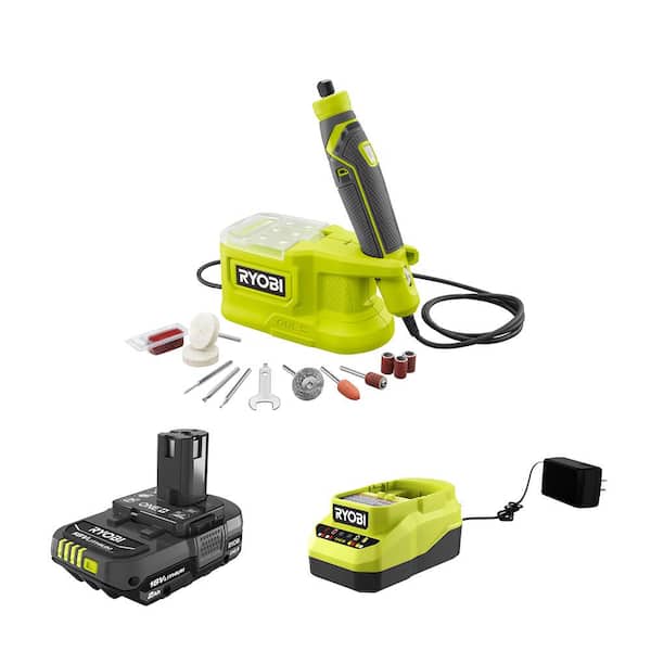 RYOBI ONE+ 18V Cordless Precision Rotary Tool with 2.0 Ah Battery and Charger