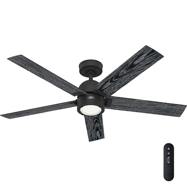 Hunter Erling 52 in. Indoor Matte Black Standard Ceiling Fan with Soft White Integrated LED and Remote Included