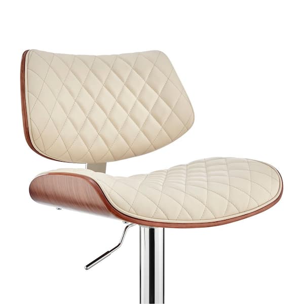 販売正本』 Armen Living Karter Adjustable Black Faux Leather and Walnut Wood Bar  Stool with Chrome Base並行輸入