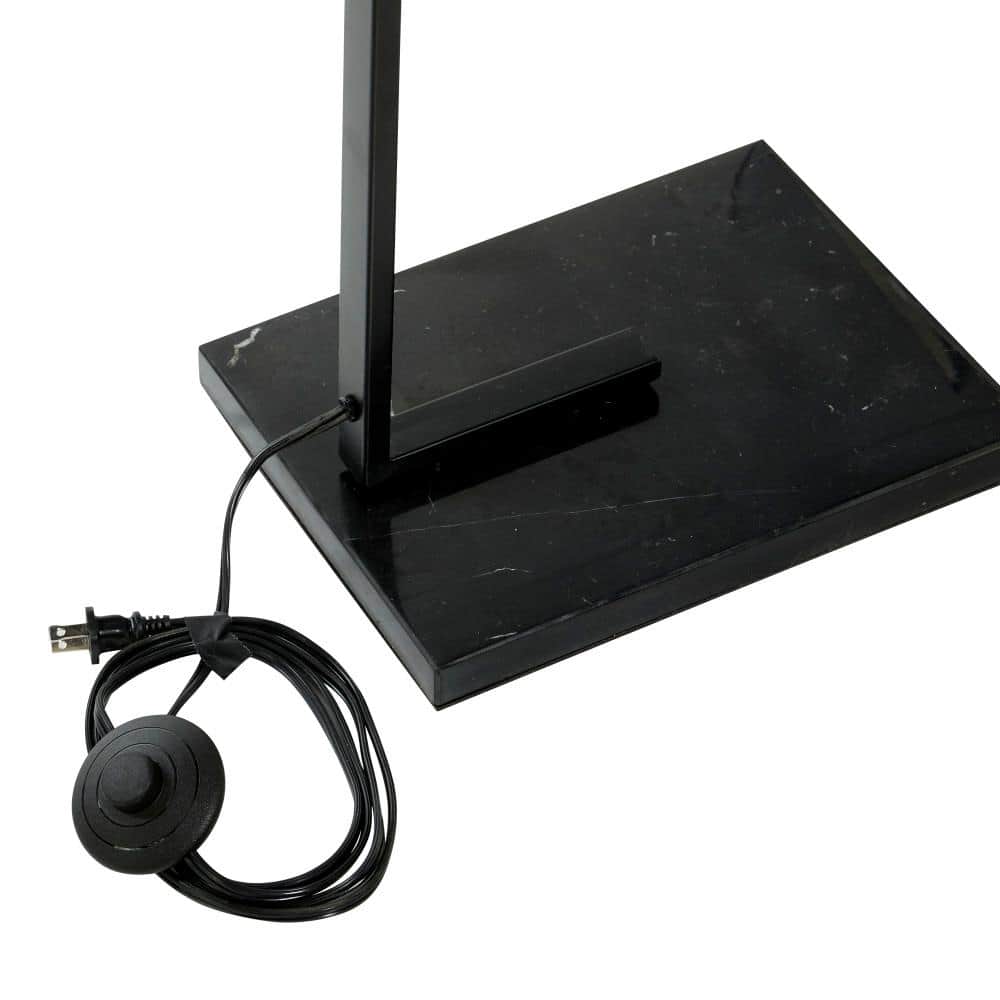 Elegant Matte Black Metal Floor Lamp with Marble Base
