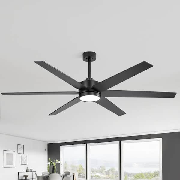 Wesley 72 in. Indoor Black Industrial Ceiling Fans with Color-Changing LED Light and Remote Control Included