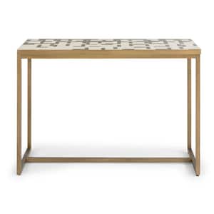 Geometric II 44 in. Gold/Cream Standard Rectangle Tile Console Table