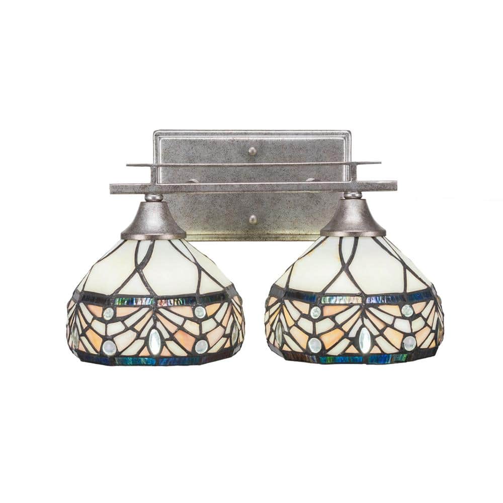 Ontario 14.25 in. 2-Light Aged Silver Vanity Light