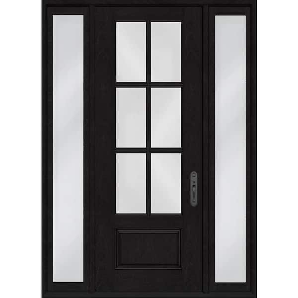 Regency 64 in. x 96 in. 3/4-6 Lite Clear Glass LHIS Onyx Fiberglass Prehung Front Door w/Dbl 12 in. SL w BLK Lockset