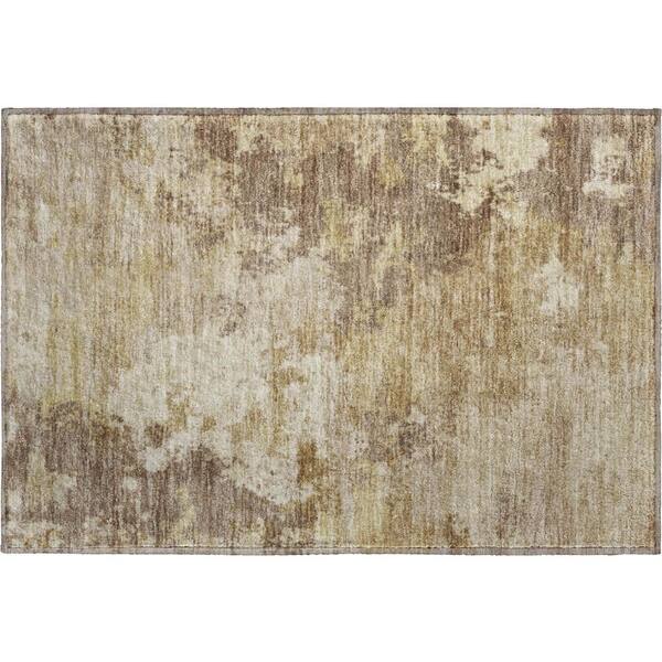 Mayfield Premium Machine Washable Abstract AMF2367 Wheat 3 ft. x 4 ft. Area Rug