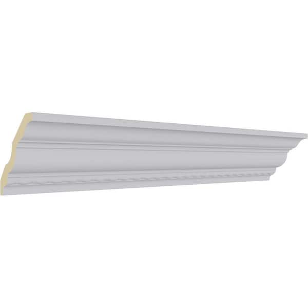Ekena Millwork 3 in. D x 3 in. W x 94-1/2 in. L Polyurethane Crendon Bead and Barrel Crown Moulding 12-Pack