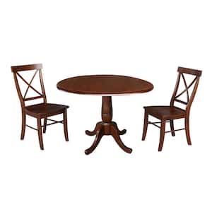 Laurel 3-Piece Espresso 42 in. Dropleaf Table and Alexa Side Chair Dining Set