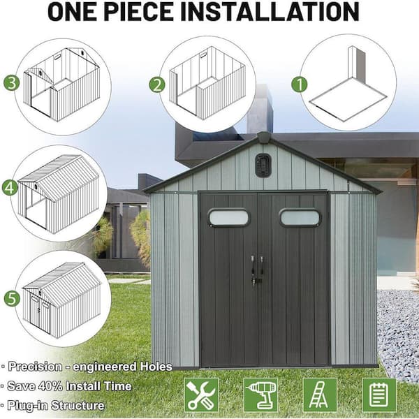 Zeus & Ruta 8 ft. W x 12 ft. D Resin Shed with Lockable Door