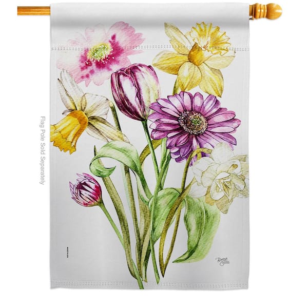 Welcome Hummingbird Spring Floral House Flag Decorative Double Sided 28"x40" 