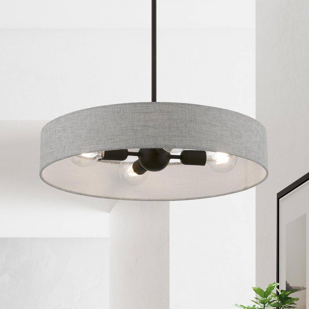 Elmhurst Black Nickel 4-Light Drum Pendant