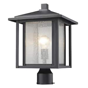 Aspen 1-Light Black 19.25 in. Aluminum Hardwired Outdoor Weather Resistant Post Light Round Fitter with No Bulb Included